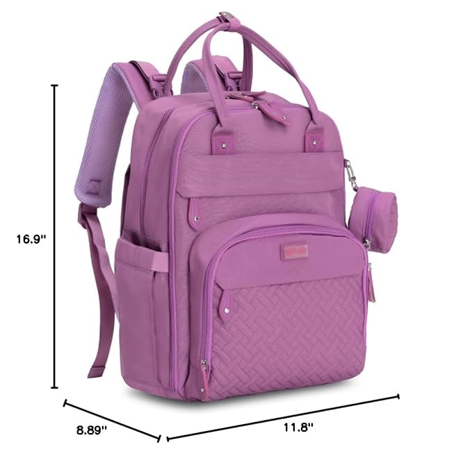 BabbleRoo Diaper Bag Backpack - Baby Essentials Travel Tote - Multi Function Waterproof Diaper Bag, Travel Essentials Baby Bag with Changing Pad, Stroller Straps & Pacifier Case - Unisex, Purple-CubbioJoy