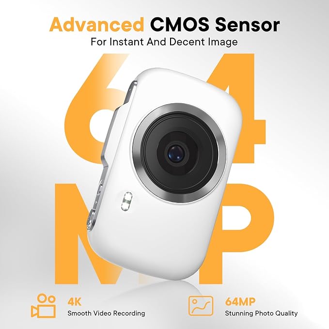 Digital Camera 4K 64MP - Vlogging Camera for Kids & Beginners | 18X Zoom Point and Shoot Camera Anti Shake, Compact with Flash, Gift for Boys Girls(White+Silver)-CubbioJoy