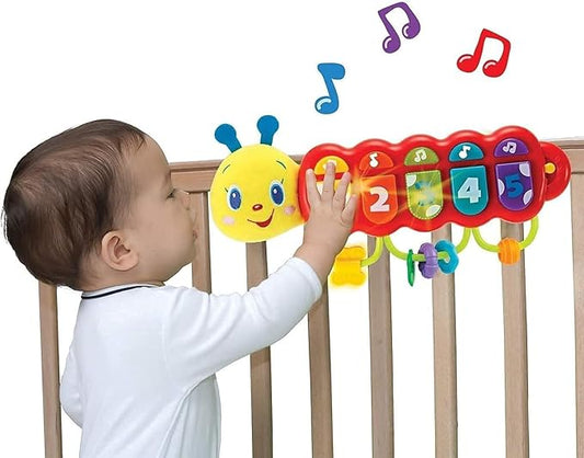 KiddoLab Lira Baby Musical Toy with Lights & Music – Interactive Caterpillar Spinner & Stacking Rings for Infants 3+ Months – Soft Stuffed Animal Head for Sensory Play-CubbioJoy