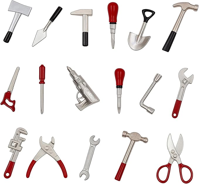 17PCS 1:12 Miniature Doll House Tools Metal Home Repair Multi-Tool Model Set Fun for Party Dollhouse Decoration Accessories Mini Yard Supplies Creative Pretend Toy (Tool)-CubbioJoy