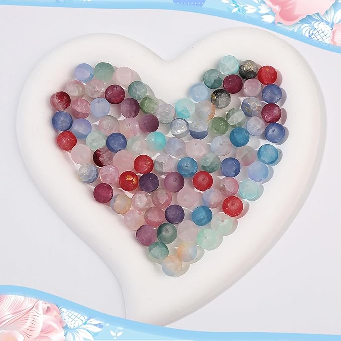 600pcs Frosted Lunar Glass Beads Kit -24 Colors10mm Glass Beads for Jewelry Making Kit Charms Coloured Glaze Beads Bracelets Necklaces Making Kit DIY Crafts, Home Companion Gifts for Beginners Women-CubbioJoy