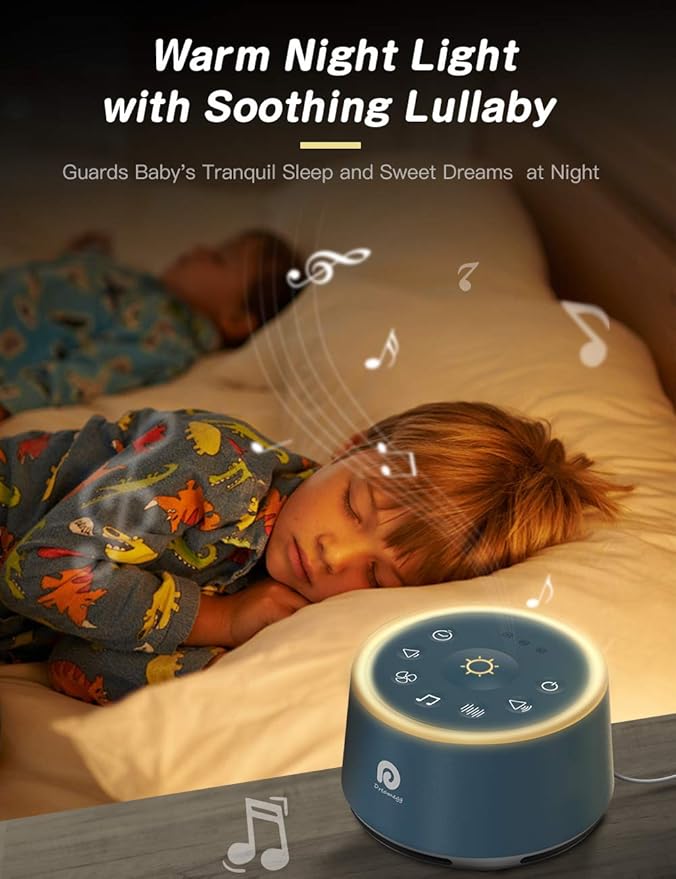 Dreamegg D1 Sound Machine - White Noise Machine with Baby Night Light for Sleeping, High Fidelity Sounds, Timer & Memory Feature, Sound Machine for Baby Adults, Home, Office, Travel (Navy Blue)-CubbioJoy