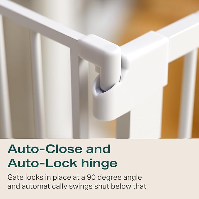Cumbor 36" Extra Tall Baby Gate for Stairs, 29.7-48" Wide Dog Gates for Doorways, Auto Close Safety Gate for Babies and Pets, Easy Install, Pressure Mounted, Fits Doorways, Stairs, Entryways, White-CubbioJoy