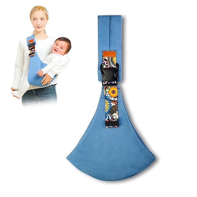 Baby Sling Carrier Newborn to Toddler Adjustable One-Shoulder Design with Hip Seat Support, Labor-Saving Baby Wraps Carrier 10-30 lbs(Blue)-CubbioJoy