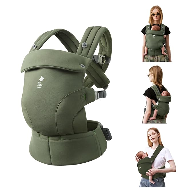 Bc Babycare CocoonGo Baby Carrier – CloudTouch Soft & Ergonomic Baby Carrier for 7–44 lbs | Easy to Wear, Adjustable Fit, Travel-Ready, Machine Washable (Olive Grove)-CubbioJoy