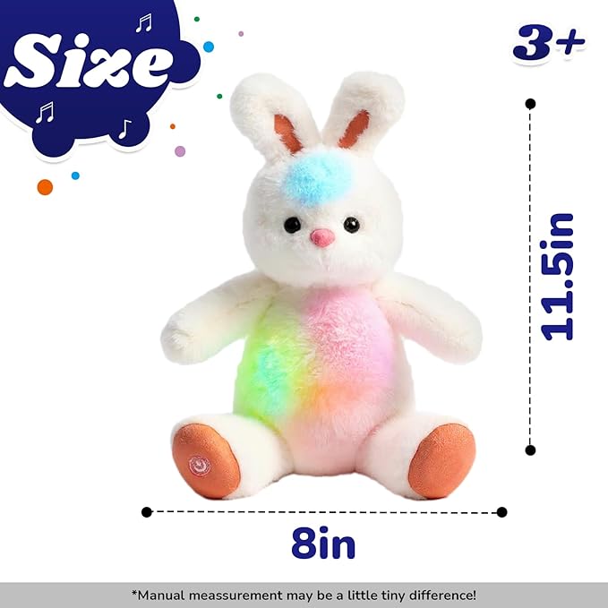 Cuteoy Musical Plush Bunny Stuffed Animal Glowing LED Light-up Nightlight Toys Singing Lullabies Birthday Christmas Plushies Rabbit Gifts for Kids Boys Girls,13"-CubbioJoy