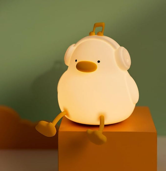 DREAMING MY DREAM Cute Duck Night Light,LED Squishy Novelty Duck Lamp,3 Level Dimmable Soft Silicone Nursery Nightlight,Night Light for Toddler Baby Kids Decor,Cool Gifts for Duck-CubbioJoy