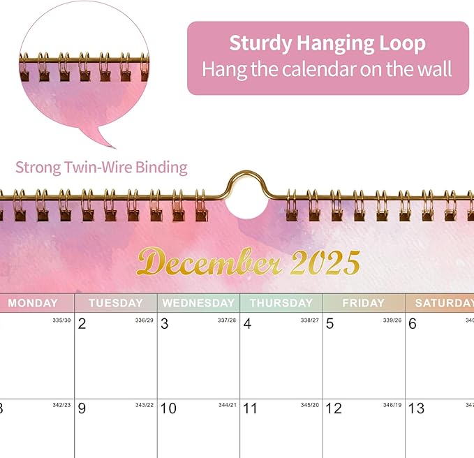 Calendar 2025-2027 22 Monthly Wall Calendar Runs from September 2025 until June 2027 Spiral Binding Hanging 11.5" x 14.7" Thick Paper with Julian Dates and Block for School Office（Colorful）-CubbioJoy