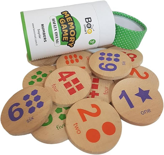 bee smart Wooden Memory Game - Matching Memory Game for Kids 3 and Up, 16Pcs | Educational Toy for Preschool Toddlers Board Games (Numbers)-CubbioJoy