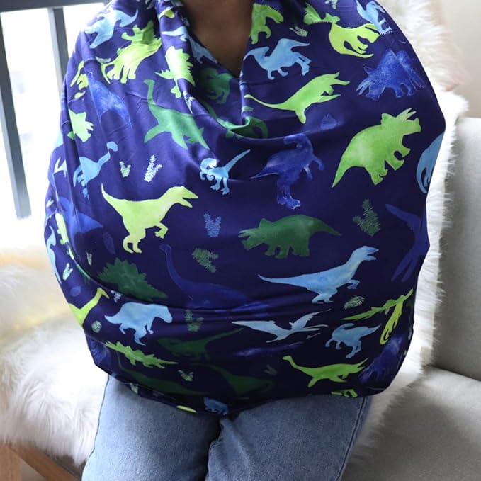 Baby Car Seat Cover, Multi- use Nursing Cover for Breastfeeding, Carseat Cover Boys, Dinosaur Baby Shower Stuff for Newborn, Soft Breathable-CubbioJoy