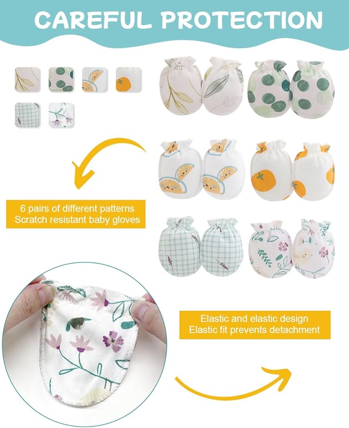 Cute Baby Mittens Newborn, No Scratch Baby Boy Mittens, Baby Girl Hat Gloves for Toddlers, Infant, Newborn-CubbioJoy
