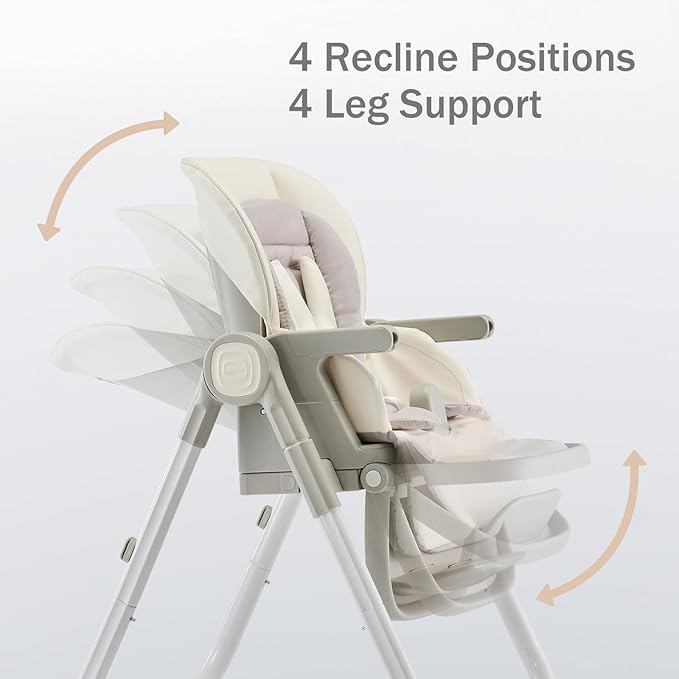 6 in 1 Convertible High Chairs for Babies and Toddlers,Portable High Chair with Dishwasher Tray and 4 Wheel,Booster Seat for Dining Table,Foldable Toddle and Baby Feeding Highchair (White)-CubbioJoy