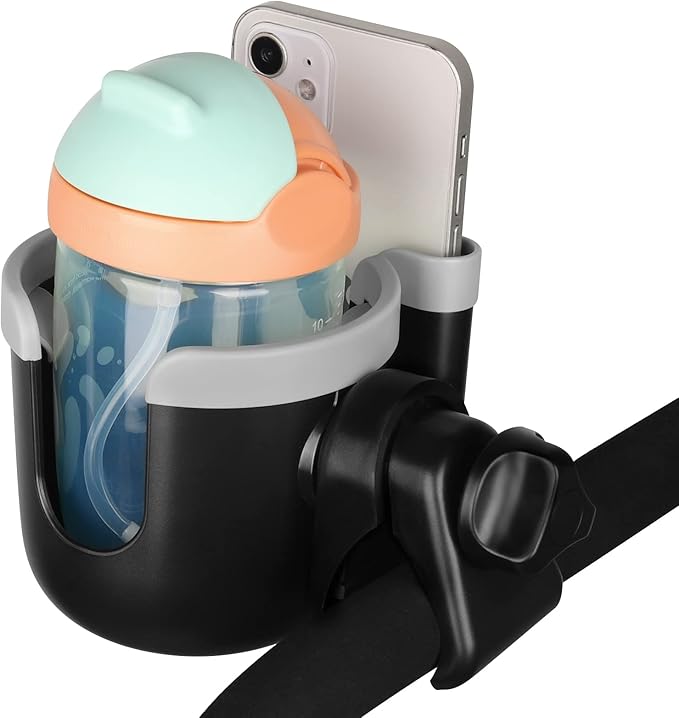Accmor Stroller Cup Holder with Phone Holder, Bike Cup Holder, Universal Cup Holder for Uppababy Nuna Doona Strollers, 2-in-1 Cup Phone Holder for Stroller, Bike, Wheelchair, Walker, Scooter-CubbioJoy