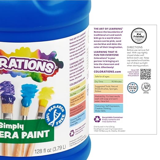 Colorations Paraben-Free Simply Tempera Paint for Kids - Set of 11 Gallons, Vibrant Poster and Classroom Paint, Made in United States, Non-Toxic, Arts and Crafts Supplies-CubbioJoy