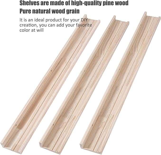 AZSKY 48 Inch Long Narrow Floating Shelves for Wall Storage Rustic Natural Wood Wall Shelf for Wall Décor Wall Bookshelf for Kids Room Picture Ledge Shelf a Set of 3-CubbioJoy
