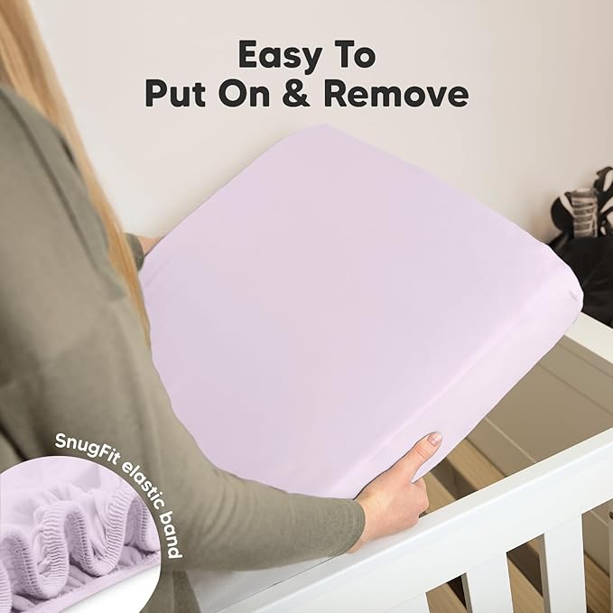 KeaBabies 2-Pack Organic Crib Sheets for Boys, Girls - 52x28 Fitted Crib Mattress Sheet Neutral, Breathable Jersey Cotton Cover for Baby Bed, Toddler Mattress, Soft & Cute Prints (Thistle)-CubbioJoy