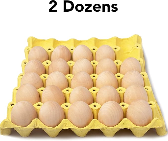 CALPALMY 24 Pieces Wooden Eggs - Life-Size, Reusable Fake Easter Eggs for Painting, Decorating, Crafting, Pretend Play, Faux Food Display, Nest Box Training-CubbioJoy