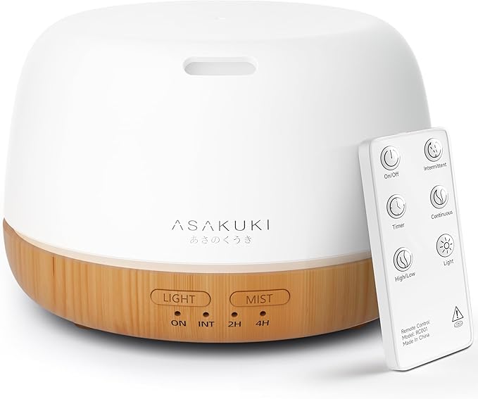 ASAKUKI Essential Oil Diffuser, 300ml Ultrasonic Aromatherapy Oil Humidifier with 7 Colors Lights 2 Mist Mode for Home-CubbioJoy