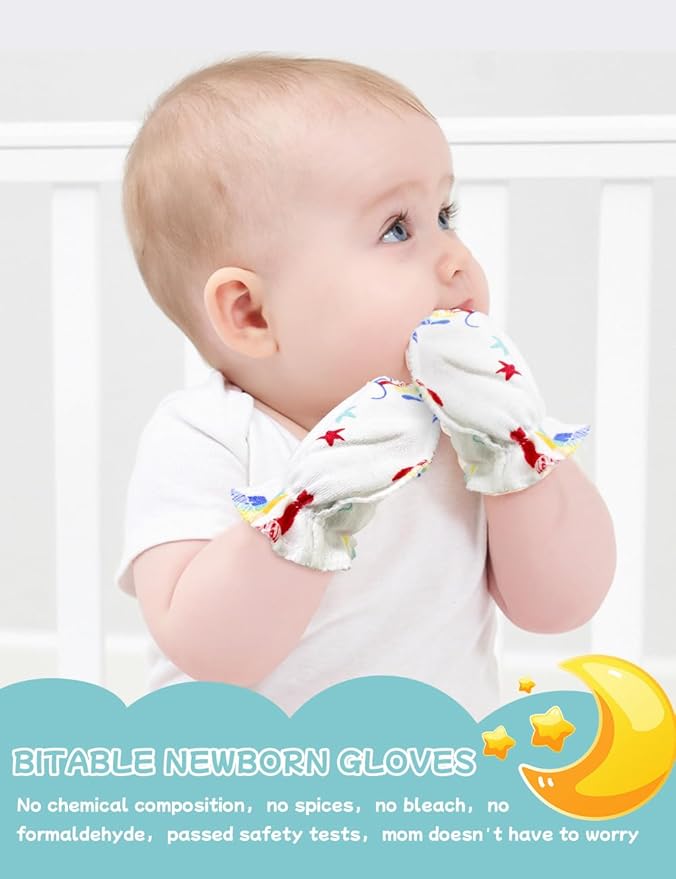 Cute Baby Mittens Newborn, No Scratch Baby Boy Mittens, Baby Girl Hat Gloves for Toddlers, Infant, Newborn-CubbioJoy