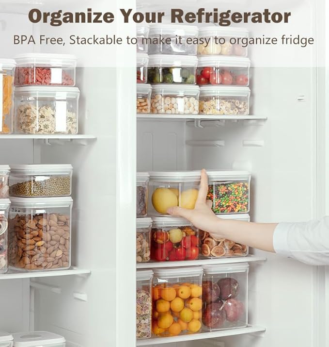 8 Pcs Pop Food Storage Containers Airtight Food Storage Containers Set with Lids Kitchen Pantry Organization and Storage, 3.4Qt, 2.8Qt, 2.1Qt, 1.2Qt-CubbioJoy