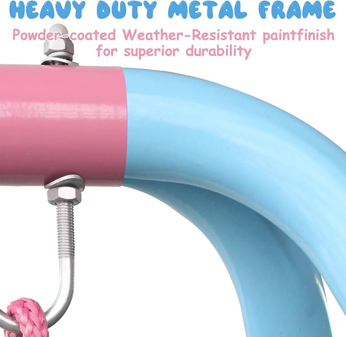 2-in-1 Toddler Swing Set with Metal Stand, Safety Belt & 4 Anchors - A-Frame Swing for Kids 6 Months+ (Pink, Indoor/Outdoor Backyard Playground)-CubbioJoy