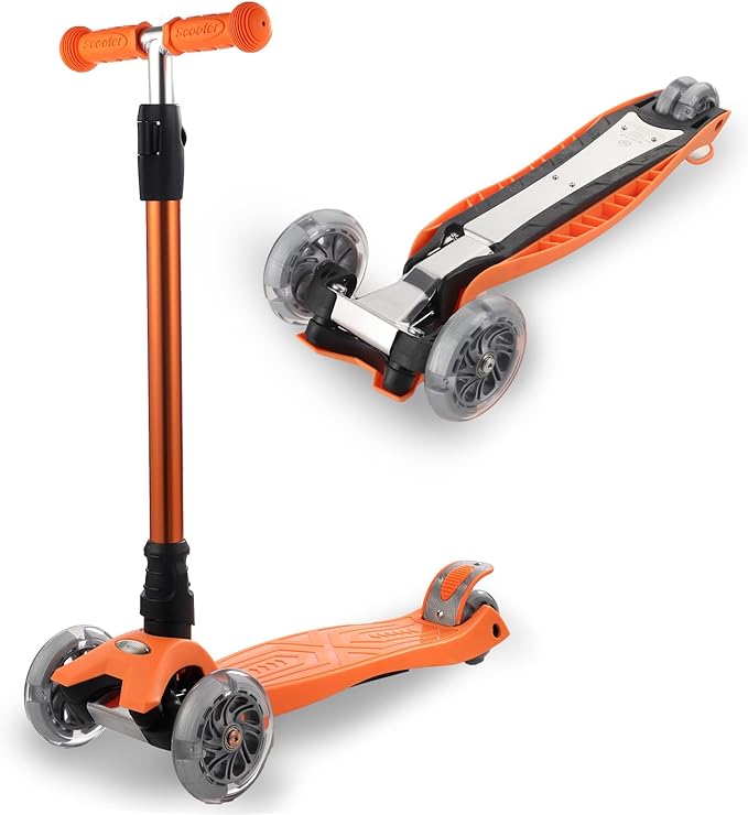 3 Wheel Scooter for Kids Ages 6-12,Kids Scooter with Light Up Wheels, Sturdy Deck Design, and 4 Height Adjustable Suitable for Kid Ages 3-12-CubbioJoy