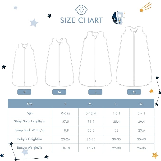 Baby Sleep Sack 6-12 Months Wearable Blanket for Babies 100% Organic Cotton 2-Way Zipper YKK 0.5 TOG Toddler Sleeping Sacks Bears-CubbioJoy