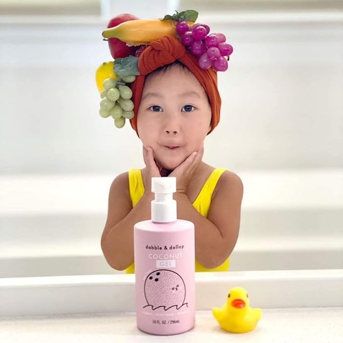 Dabble & Dollop Beachy Bundle, Natural Bubble Bath, Body Wash, Shampoo for Kids, USA-Made, Paraben & Sulfate Free, Vegan, Gluten-Free, Tear-Free, Honeydew Melon, Vanilla & Coconut (Set of 3)-CubbioJoy