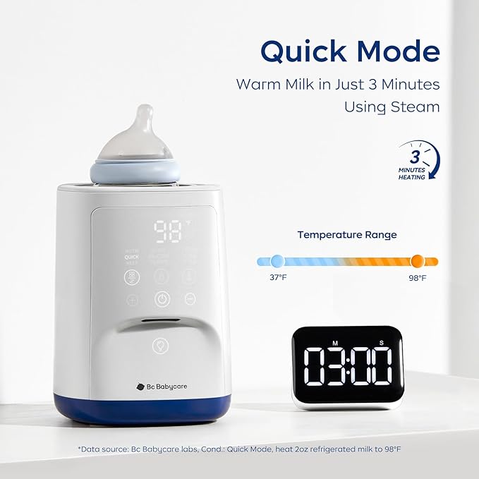 Bc Babycare Bottle Warmer,10-in-1 Fast Baby Milk Warmer with Smart Temperature Control, Rotating Heating, Bottle Warmers for All Bottles-CubbioJoy