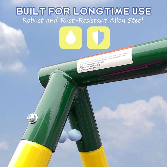 5-in-1 Swing Sets for Backyard for Kids 3-8, Tree Swings for Kids Outdoor with Slide, Basketball Hoop, Two Swing Seats and Gymnastics Rings-CubbioJoy