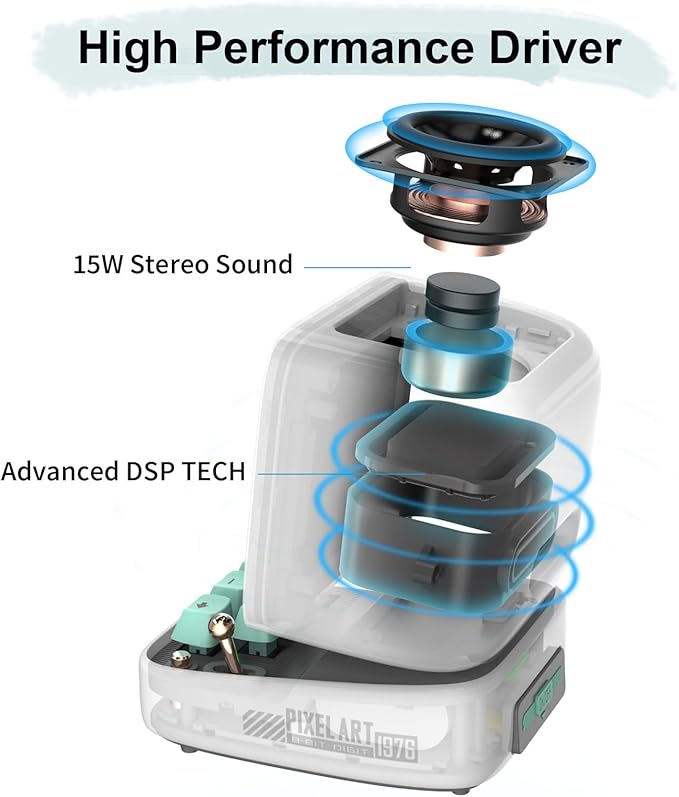 Divoom Ditoo Pixel Art Gaming Portable Bluetooth Speaker with App Controlled 16X16 LED Front Panel, Also a Smart Alarm (White)-CubbioJoy