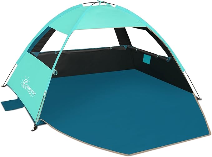 COMMOUDS Beach Tent Sun Shade for 3/4-5/6-7/8-10 Person, UPF 50+ Beach Sun Shelter Canopy Tent, Lightweight, Easy Set Up and Carry-CubbioJoy