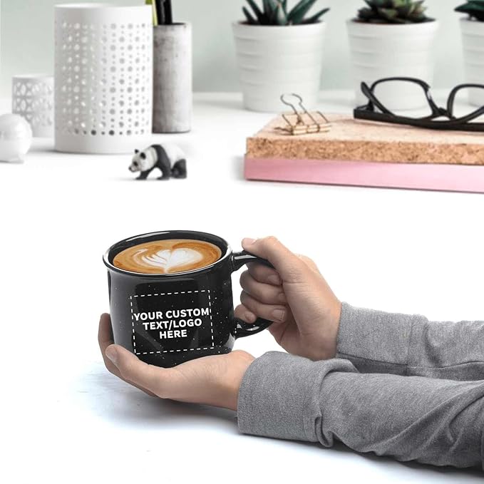 DISCOUNT PROMOS Custom Ceramic Campfire Coffee Mugs 13 oz. Set of 50, Personalized Bulk Pack - Perfect for Tea, Espresso, Cappuccino, Hot Cocoa - Black-CubbioJoy