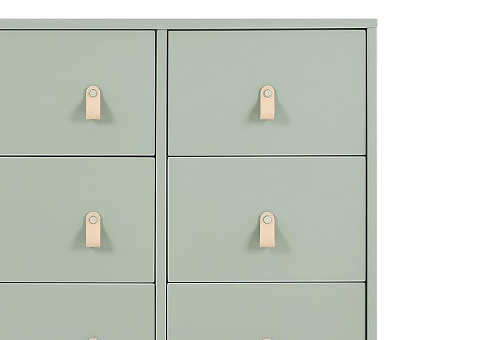 Delta Children babyGap Legacy 6 Drawer Dresser with Leather Pulls and Interlocking Drawers Greenguard Gold Certified, Sage Green w/Natural-CubbioJoy