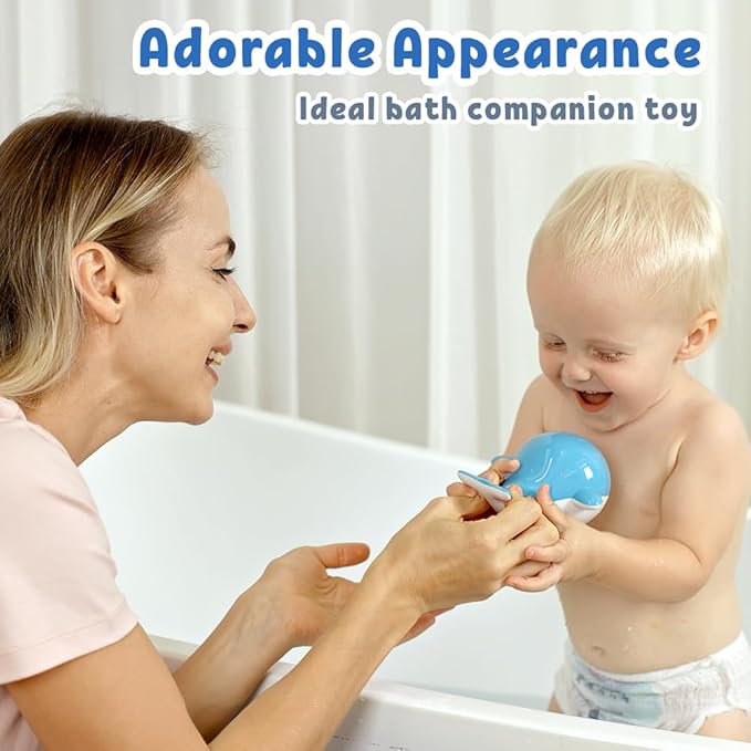 Baby Bath Toys for 6-12 Months, Rechargeable Bath Toys for Babies 6-18 Months, Whale Bath Toy Sprinkler for Toddlers 1-3 2-4, Light Up Bath Toy for Kids, Infant Bathtub Toys-CubbioJoy