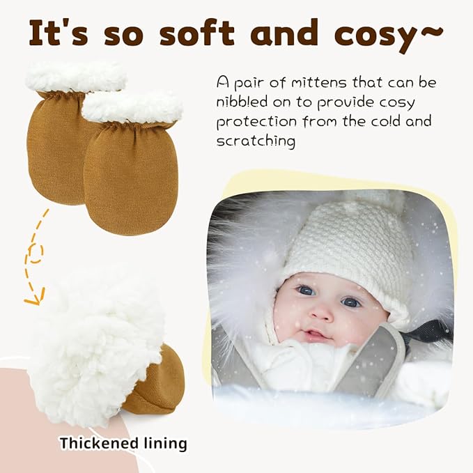 Cute Baby Mittens Newborn, No Scratch Baby Boy Mittens, Baby Girl Hat Gloves for Toddlers, Infant, Newborn-CubbioJoy