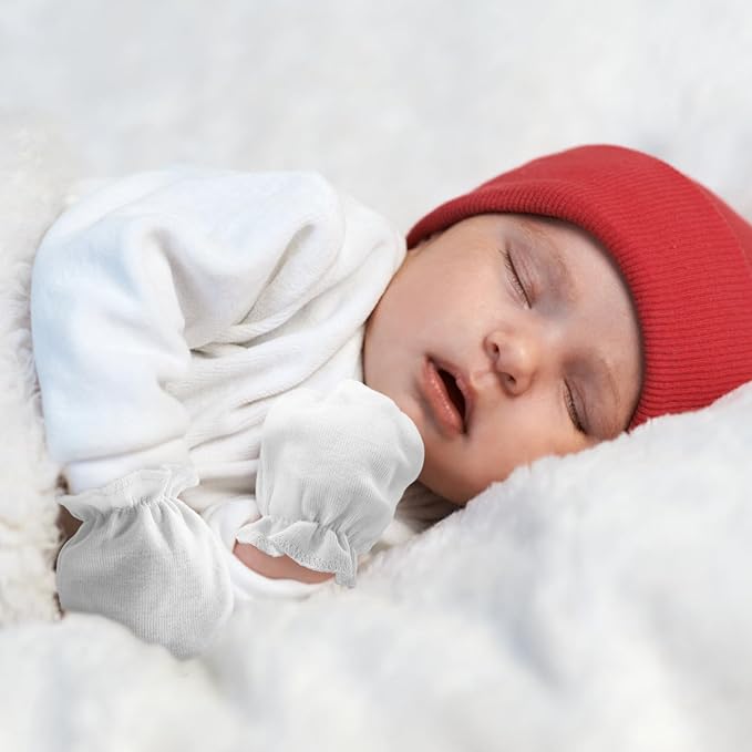 BQUBO Newborn Infant Toddler Mittens No Scratch Cotton Elastic Wrist Gloves Hypoallergenic for 0-6 Months Baby Boys Girls-CubbioJoy