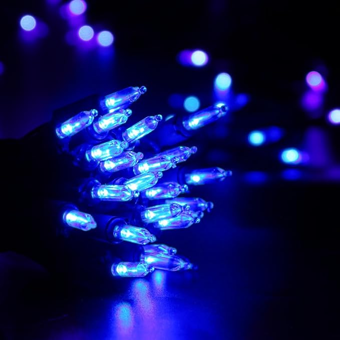 Brizled Blue Christmas Lights, 33ft 100 LED Christmas String Lights, 120V UL Certified Plug-in Xmas Tree Light Connectable Mini Xmas Light Waterproof for Home Party Wedding Indoor Outdoor Decorations-CubbioJoy