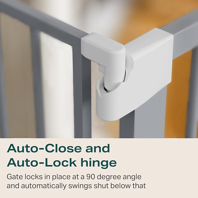 Cumbor 29.7"-51.5" Extra Wide Baby Gate for Stairs, Mom's Choice Awards Winner-Dog Gates for Doorways, Pressure Mounted Walk Through Pet Gate Indoor, Safety Auto-Close Child Gate for Kids, Gray-CubbioJoy