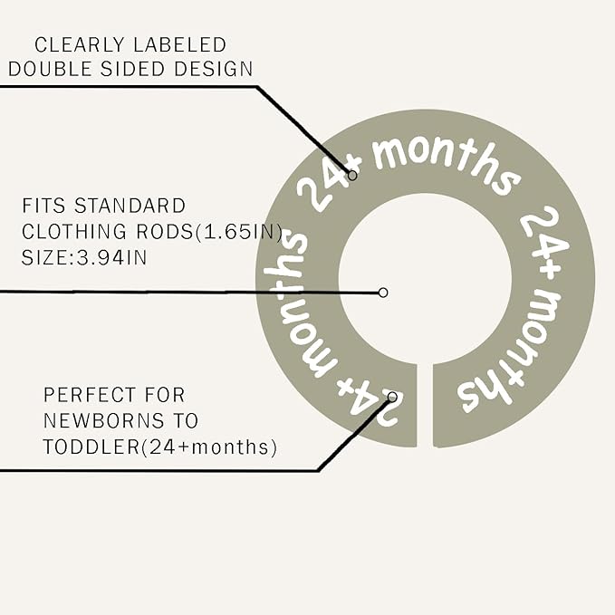 Baby Closet Dividers for Clothes – Earth Tone Round Baby Clothes Dividers for Closet Rod, Nursery Closet Organizer & Decor, Clear Labels for Easy Sorting, Fits Most Rods-CubbioJoy