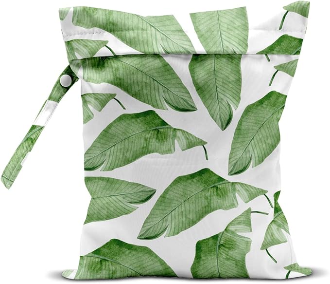 Wet Bag, Wet Dry Bag, Wet Bag for Swimsuit, Travel, Beach, Pool, Diapers, Dirty Yoga Gym Clothes, Makeup Bag, Waterproof Tropical Palm Leaves Decor Jungle Palm Leaf Favors-CubbioJoy