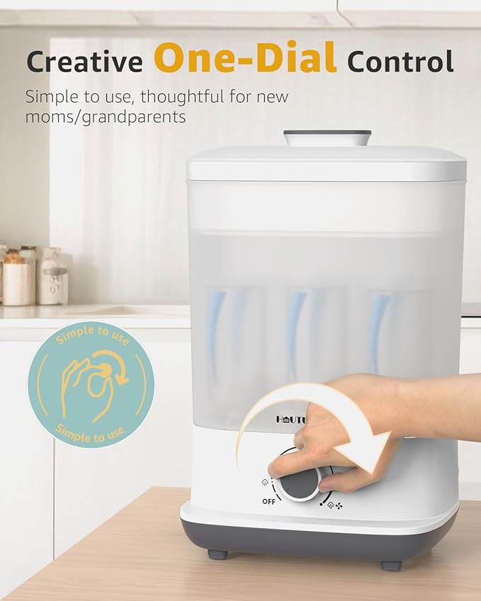 Baby Bottle Sterilizer, HAUTURE Bottle Sterilizer and Dryer, One-Dial Control Electric Steam Bottle Sanitizer for Baby Stuffs, Baby Bottles & Breast Pump Accessories-CubbioJoy