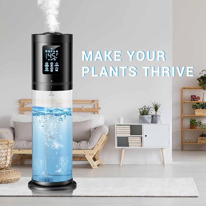 8L Humidifiers for Bedroom Large Room, 4 Levels Cool Mist Humidifier with Clear Tank, 7 Color Lights Essential Oil Diffuser with 16H Timer, Top Fill Humidifier for Home Plants Office-CubbioJoy