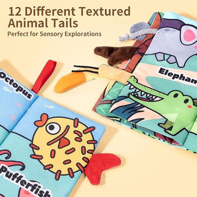 Baby Books 0-6 Months, 2PCS Crinkle Books for Babies, Touch and Feel Sensory Books for Babies, Infant Toys 0-6 Months, Soft Fabric Toy Shower Gift, Baby Crinkle Book - 4 Page Blue-CubbioJoy