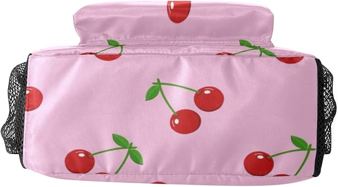 Cherry on Pink Custom Kids Backpack 16.5 Inch for Boy Girl, Personalized Waterproof Child School Travel Bag with Name-CubbioJoy