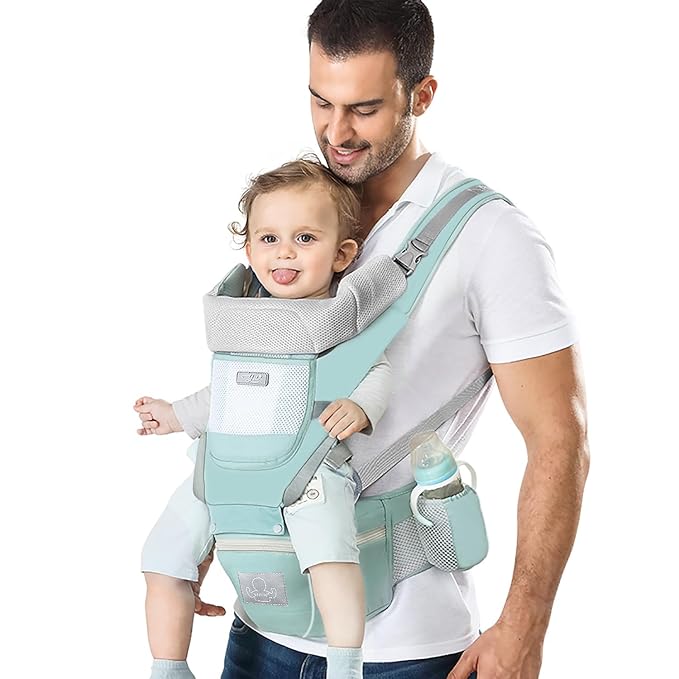 Baby Carrier Ergonomic Infant Carrier with Hip Seat Kangaroo Bag Soft Baby Carrier Newborn to Toddler 7-45lbs Front and Back Baby Holder Carrier for Men/Women Dad Mom-CubbioJoy