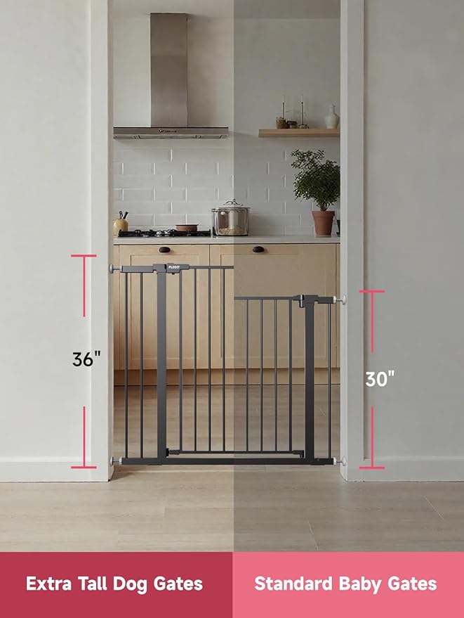 36" Extra Tall Baby Gate for Stairs, 29.5-40.5" Wide Dog Gate for Doorways, Walk Thru Auto Close Metal Pet Gate for The House, Stairs and Doorways, Child Gate Pressure Mounted Dog Gate Indoor - Black-CubbioJoy