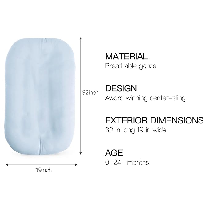 Baby Lounger - Snuggle Cozy Me Infant Lounger for Newborns | Breathable & Soft, Portable Awake-Time Pad, Essential Baby Gift- Blue (Lounger Cover Included)-CubbioJoy