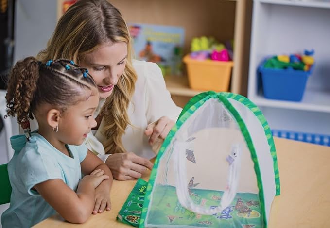 Insect Lore Butterfly Farm - Live Cup of 5 Caterpillars, Reusable Habitat, STEM Butterfly Activity Journal & Supplies - Grow, Observe and Release Painted Lady Butterflies-CubbioJoy