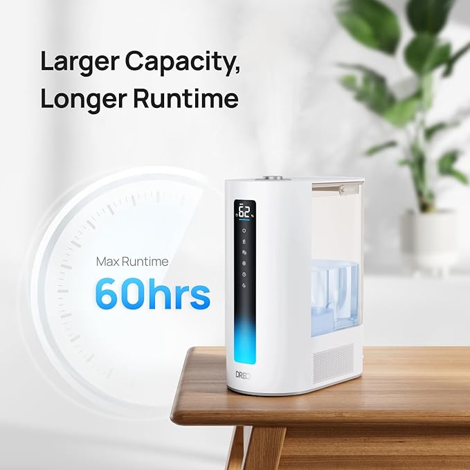 Dreo 6L Humidifier Large Room, Warm & Cool Mist Humidifiers for Bedroom, 60H Runtime, 12H Timer, Top Fill, Humidity Indicator Light, Baby, Plants, Easy Clean, HM713-CubbioJoy
